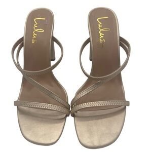 Lulu’s Slip On Gold Block Heel Sandals Size 8.5